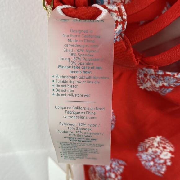 CARVE DESIGNS *FLAWS Red La Jolla Georgia Tankini Racerback Swimsuit Top Size XS - Picture 6 of 13